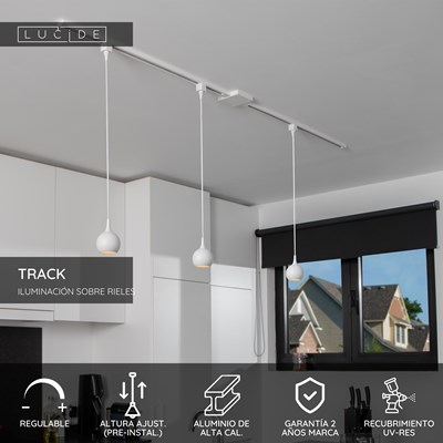 Lucide TRACK FAVORI Lámpara colgante - Sistema de carril monofásico / Iluminación con rieles - 1xGU10 - Blanco (Extensión)